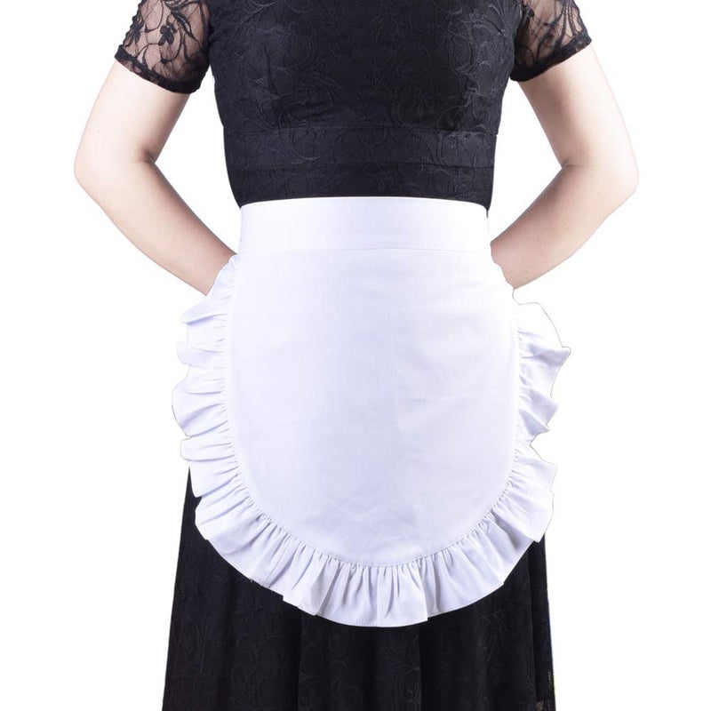 Love Potato 100% Cotton White Half Apron, Classic Halloween Party Cosplay Costumes Dress Accessory - Image 3